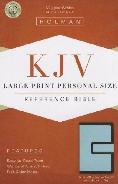 Image for KJV Large Print Personal Size Reference Bible, Brown/Blue LeatherTouch with Magnetic Flap